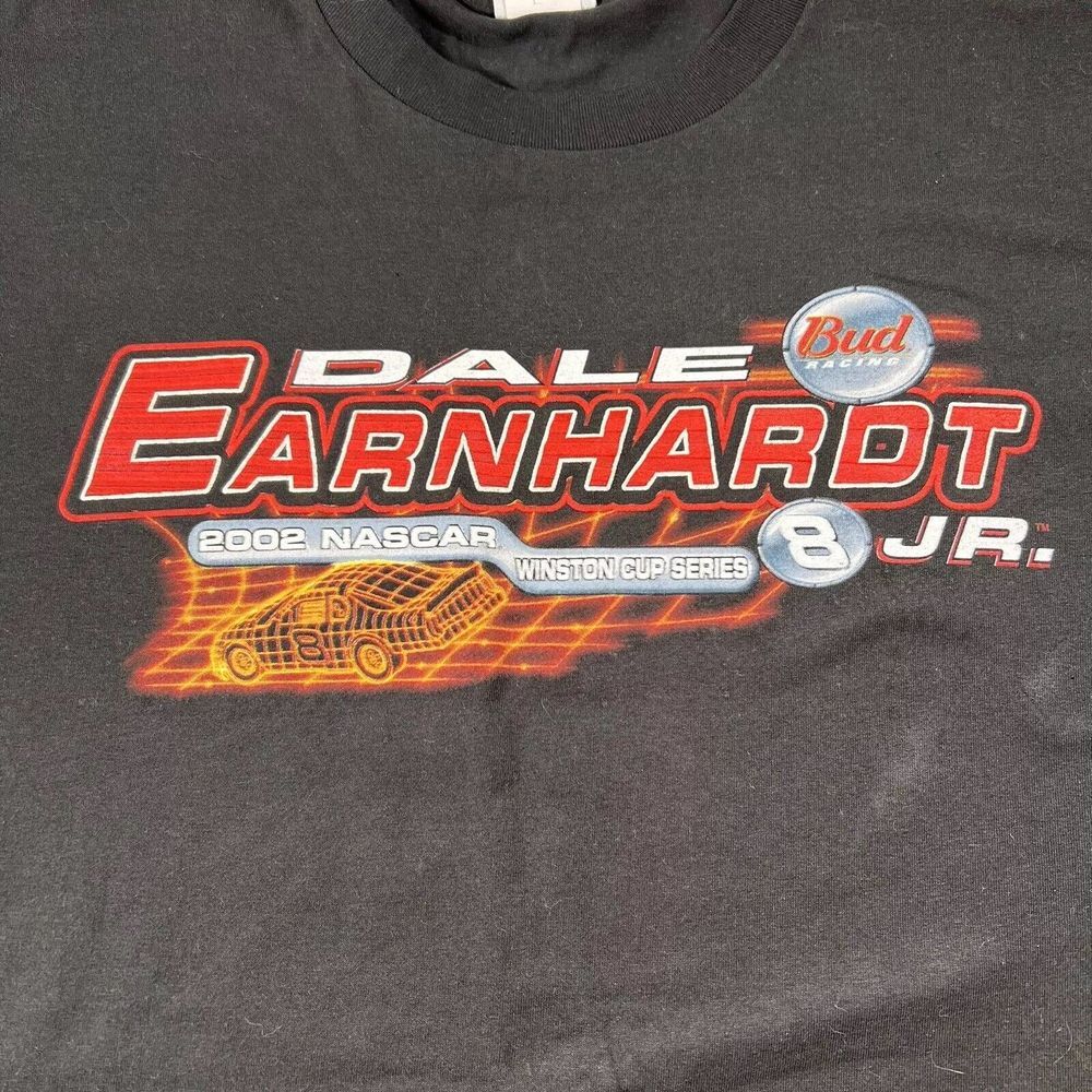 Vintage Dale Earnhardt Jr 2002 NASCAR Racing T-Shirt Budweiser Schedule Mens 2XL